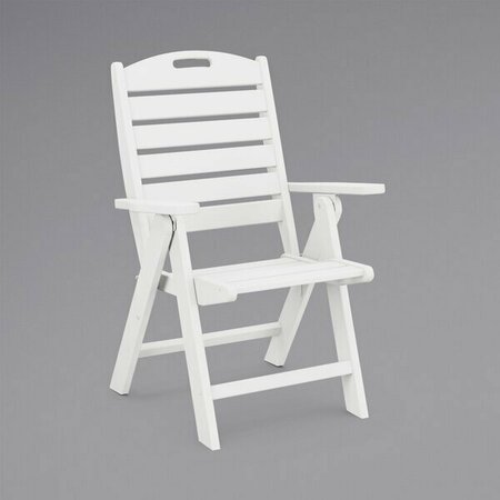 POLYWOOD Nautical White Folding High Back Chair 633NCH38WH